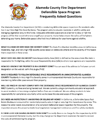 Ac Fire Department Defensible space program frequently asked questions